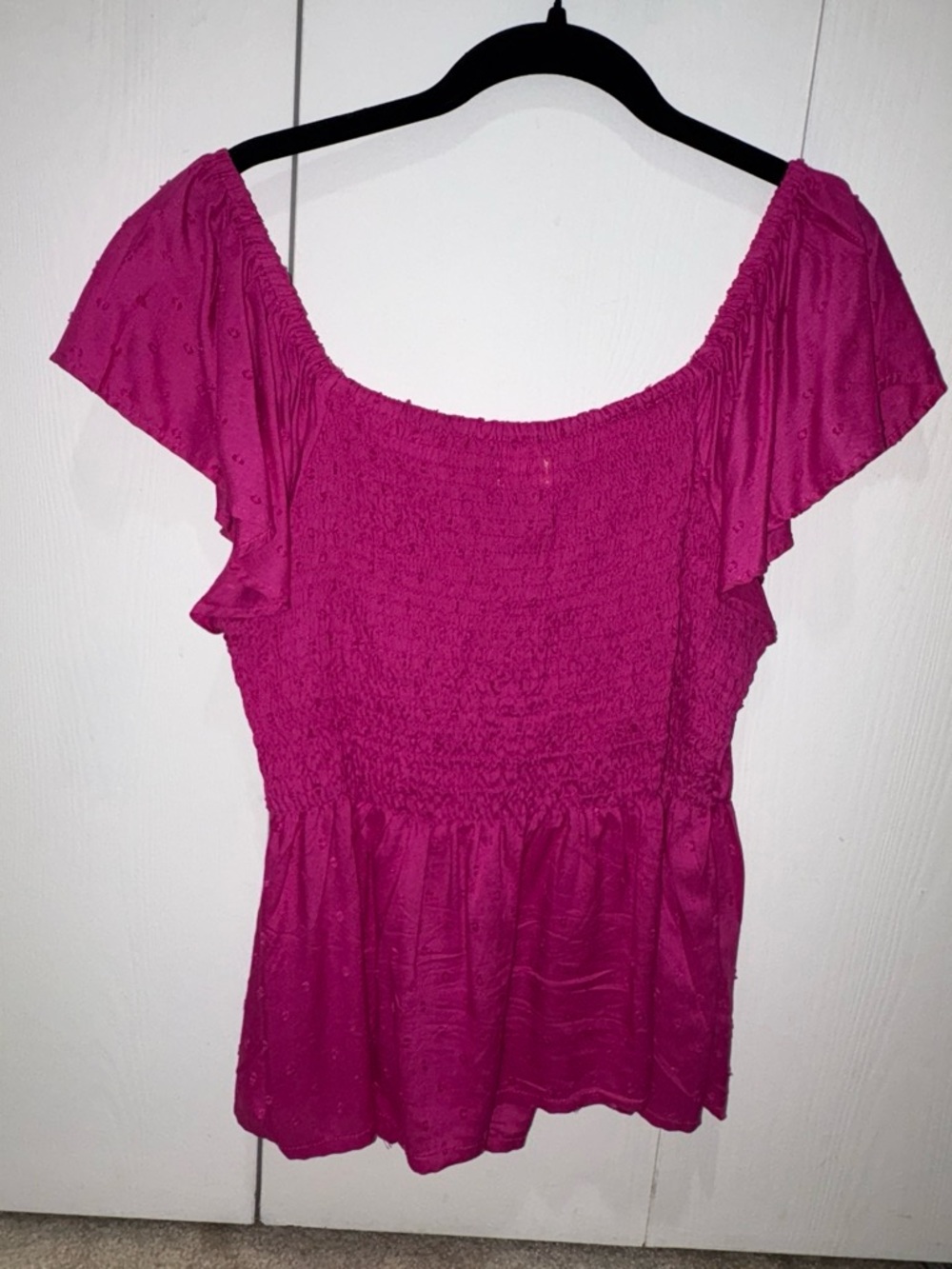 Women’s Off-Shoulder Smocked Peplum Top - Fuchsia Pink